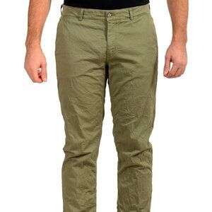 Versace Collection Men's Sage Green Creased Casual Pants US 32 IT 48